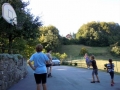 Playing basketball