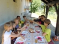 Eating lunch on the farm