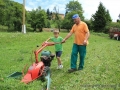 Cutting the grass.