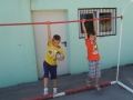 Playing soccer!