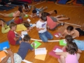 Writing postcards to our families...