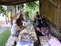 Having some tea and biscuits at Aleksandra's