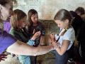 Petting rabbits