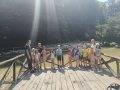 group photo at the waterfall