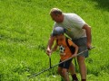 Mowing with some help