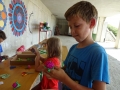 Crafting flowers.